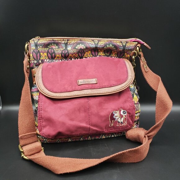 Sakroots Artist Circle Flap Crossbody Elephant Charm Tassel Bag Embroidered - Picture 3 of 13